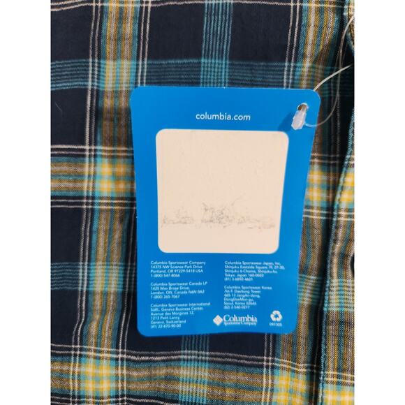 Columbia NWT Shirt Mens Medium Blue Plaid Short Sleeve Gorpcore Fishing Outdoors - Picture 7 of 13
